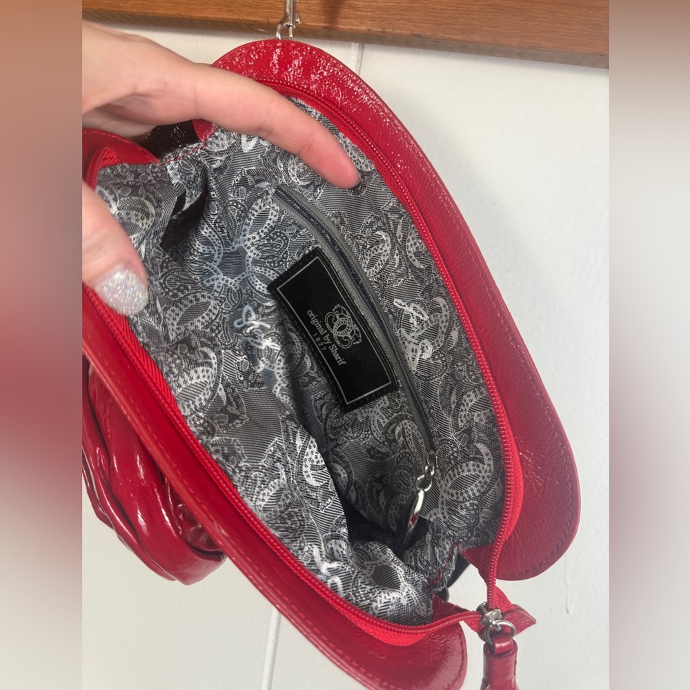Original by Sharif Genuine leather rose and lady bug red and black clutch bag - Picture 6 of 16